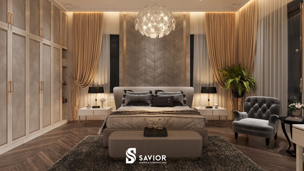 Tổng hợp 25+ Mẫu thi công nội thất biệt thự sang trọng, cuốn hút 17 Không gian phòng ngủ ấm cúng với những tông màu nhẹ nhàng