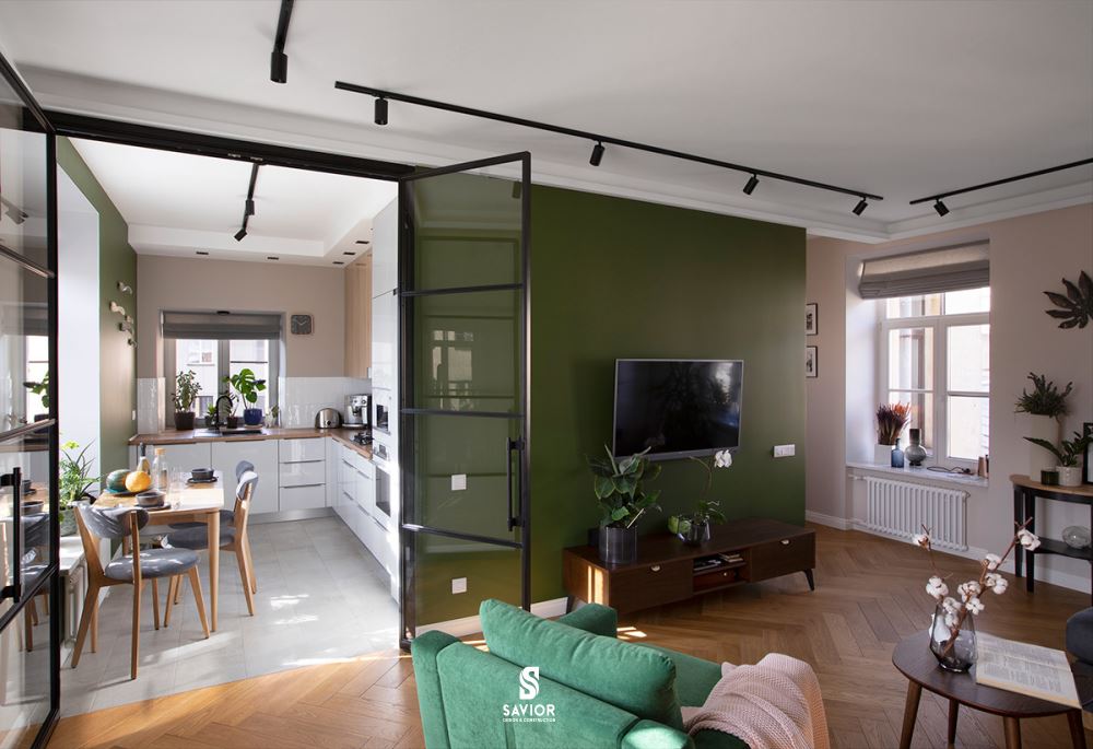 Phòng bếp được thiết kế theo hướng tối giản 