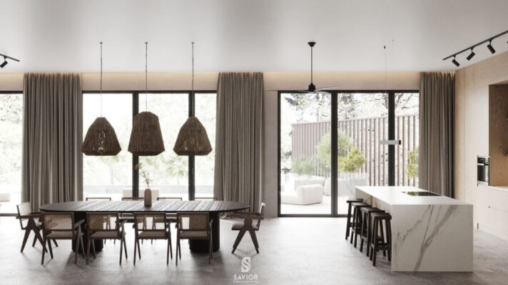 Tổng hợp 25+ Mẫu thi công nội thất biệt thự sang trọng, cuốn hút 34 Không gian nhà bếp được thiết kế tối giản, ưu tiên các vật dụng nội thất cần thiết