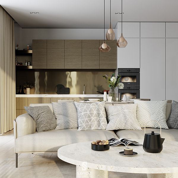 Thi công nội thất chung cư sử dụng chất liệu gỗ óc chó