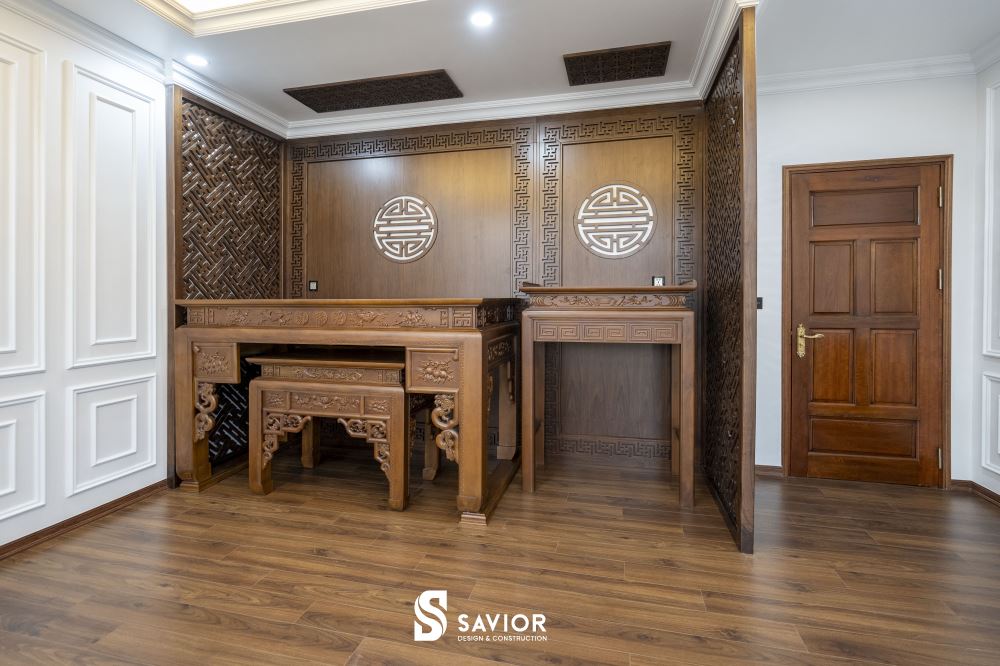 Thi công nội thất trọn gói tận tâm, giá trực tiếp tại nhà máy sản xuất 26 Không gian phòng thờ trang nghiêm với chất liệu gỗ tự nhiên