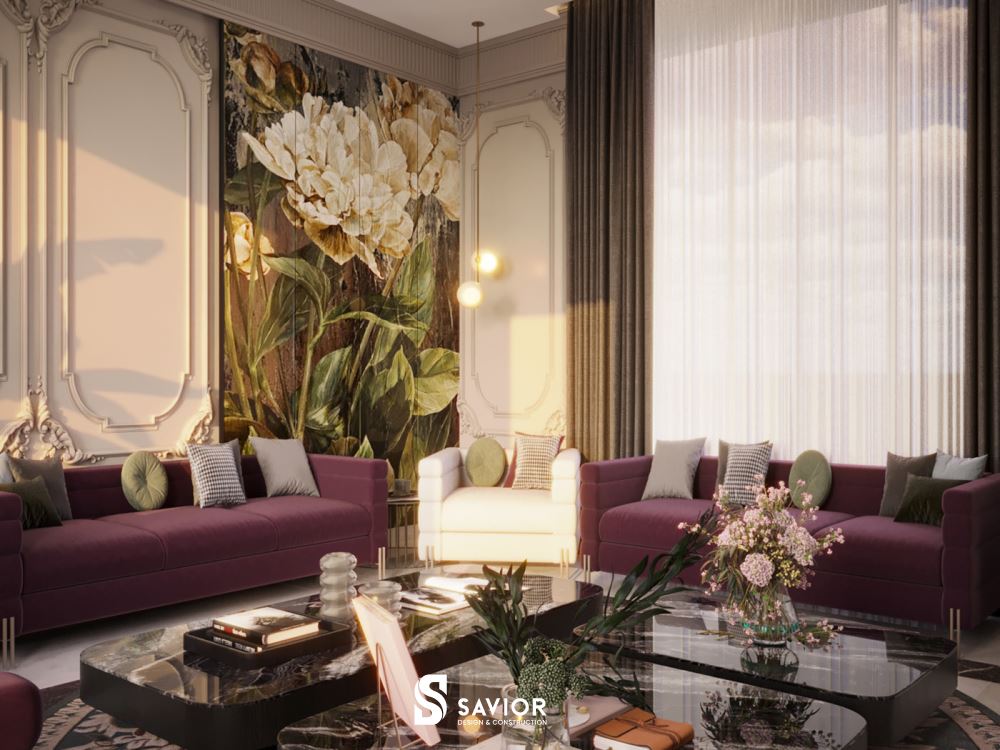 Mẫu trang trí phòng khách đẹp với phong cách tân cổ điển sang trọng