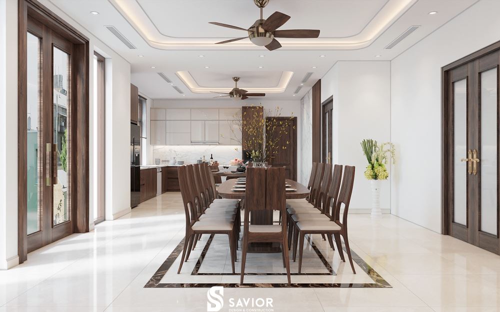 Top 6 mẫu tủ gỗ óc chó xu hướng nổi bật nhất năm 2023 4 Tủ bếp chữ L kết hợp đảo bếp nhỏ gọn