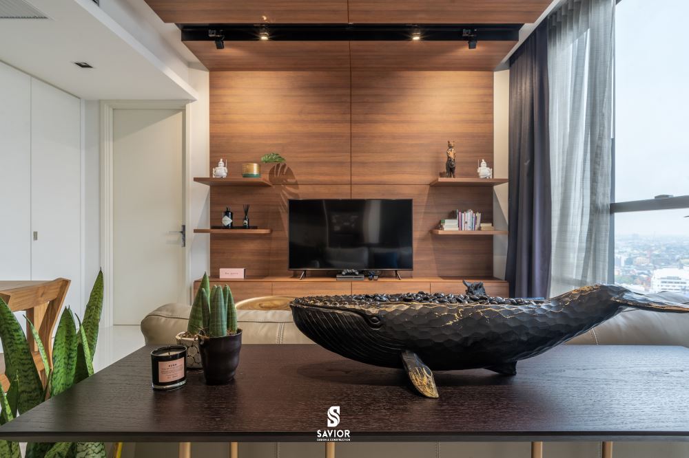 Kiến trúc sư cũng chú trọng đến cây xanh trong việc trang trí nội thất chung cư hiện đại