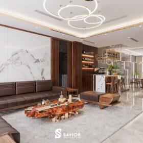 Tổng quan không gian phòng khách biệt thự