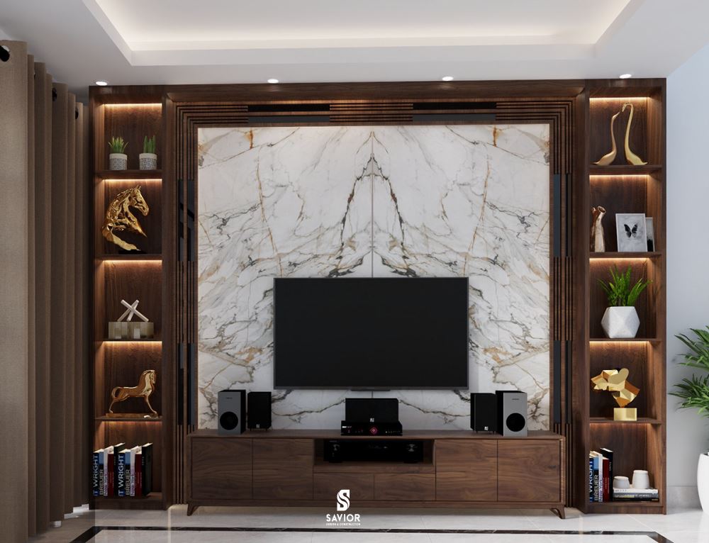 Tổng hợp 5 mẫu kệ tivi gỗ óc chó hiện đại cho phòng khách 1 ke tivi sang trong