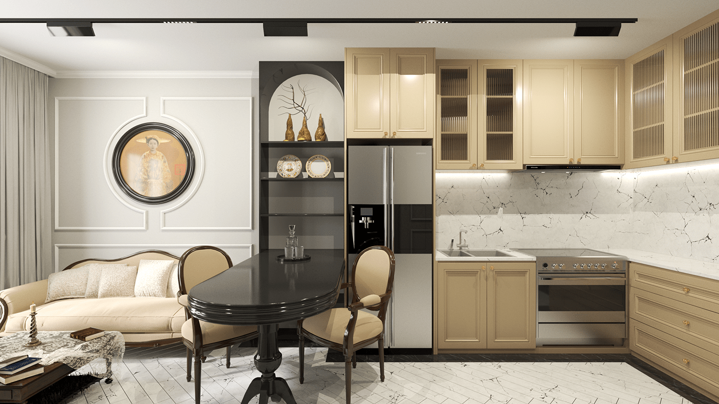 Bếp phong cách Indochine - 20 ý tưởng nội thất phòng bếp đẹp 11 Loại bỏ những đồ nội thất không cần thiết, phòng bếp được thay thế bằng các thiết bị hiện đại, tiện nghi