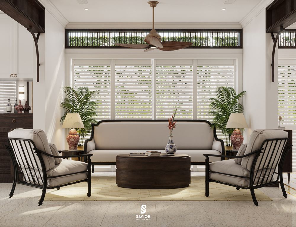 Phong cách Đông Dương: Sự giao thoa văn hóa độc đáo 10 Phòng khách phong cách Đông Dương đơn giản nhưng mang đến cảm giác sang trọng