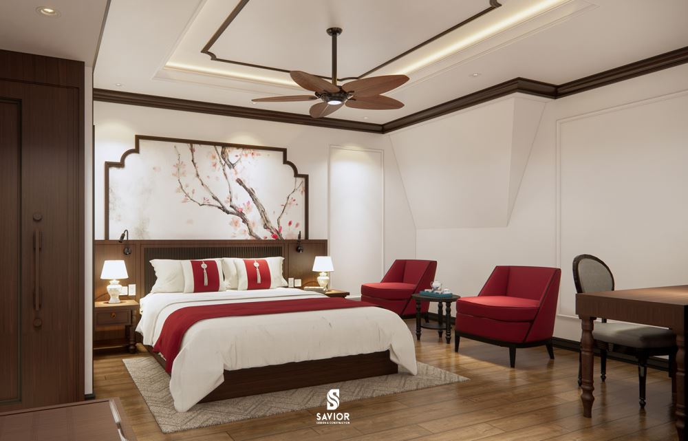 Nhà phong cách Indochine là gì? Mẫu nhà phong cách Đông Dương đẹp 10 Tông màu đỏ được ứng dụng tinh tế trong phong cách này nhưng không phá hỏng vẻ thẩm mỹ tổng thể của không gian