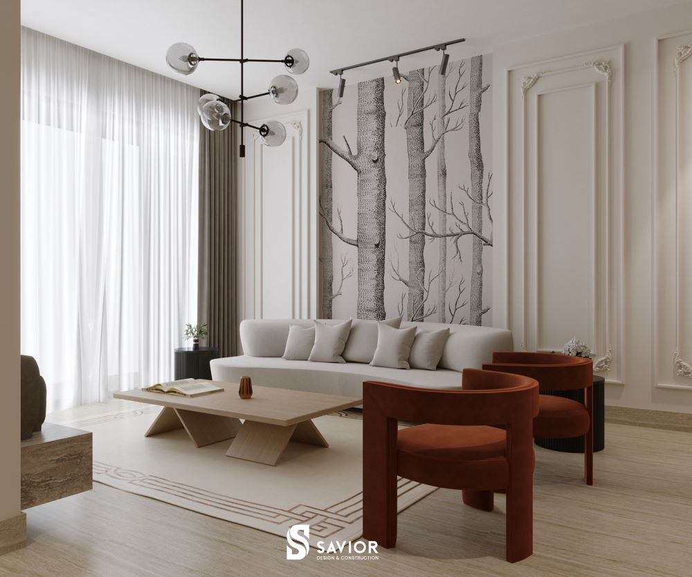 Phòng khách biệt thự tân cổ điển sang trọng, đẳng cấp