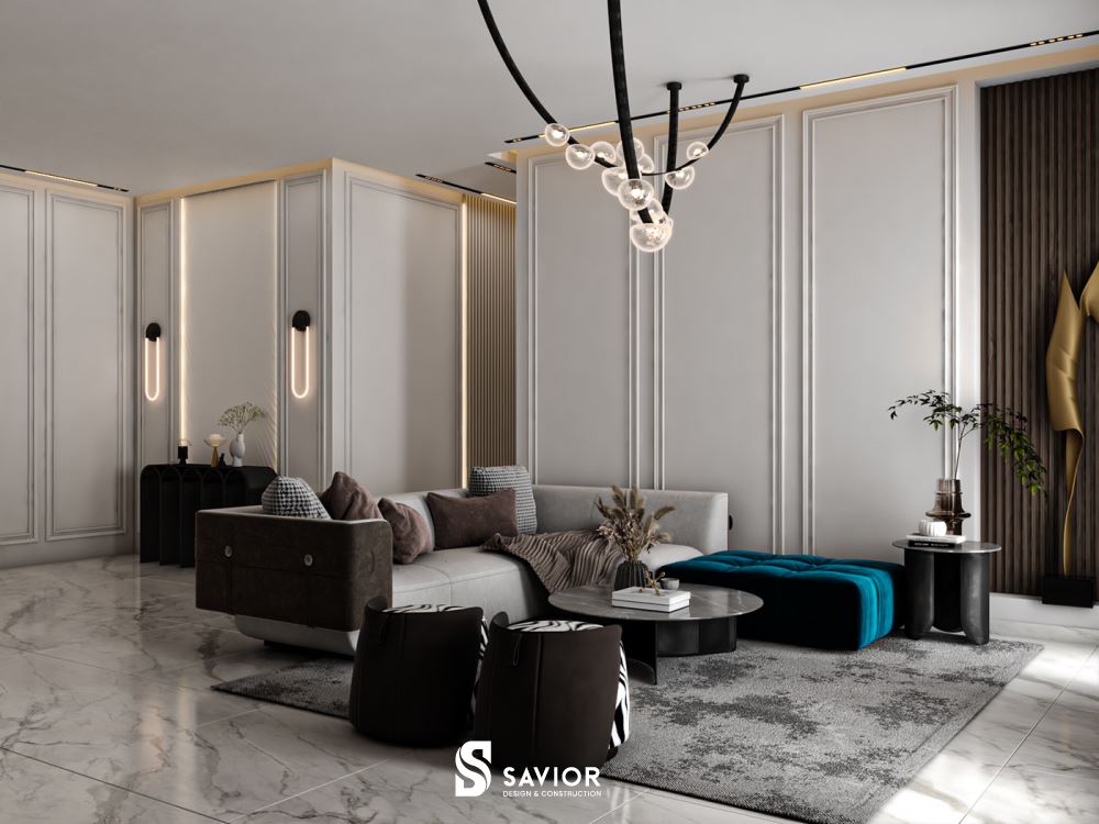 Phòng khách tân cổ điển nhà ống đẹp, sang