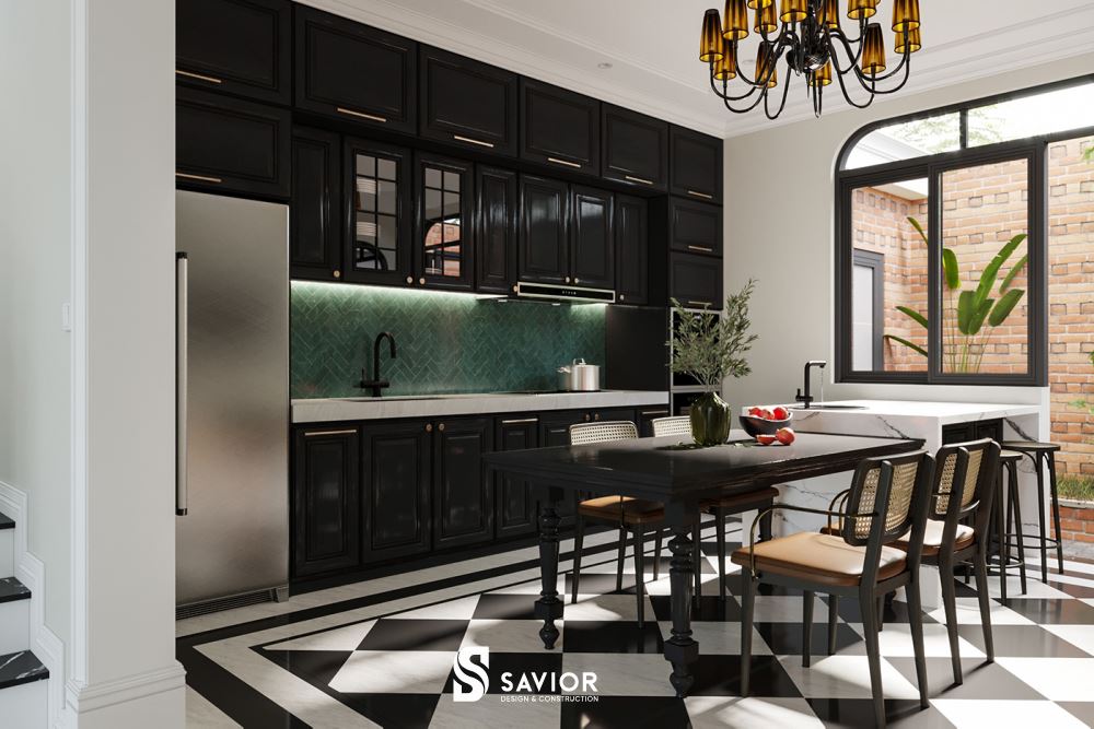 Phòng bếp đón được nhiều ánh sáng từ thiên nhiên, mang lại cảm giác gần gũi cho con người