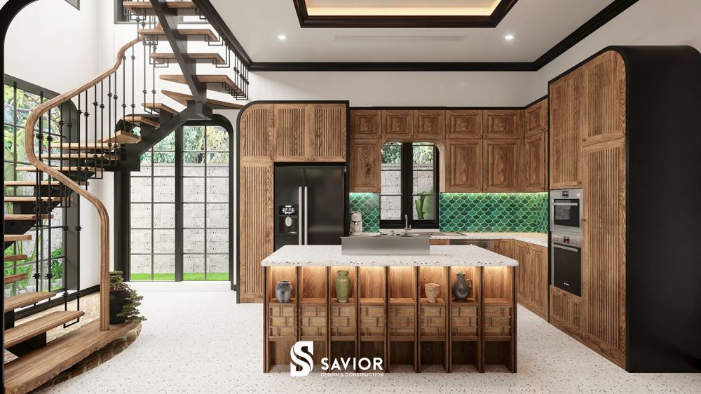 Phòng bếp sử dụng chất liệu gỗ công nghiệp đa dạng kiểu dáng, màu sắc cho gia chủ lựa chọn