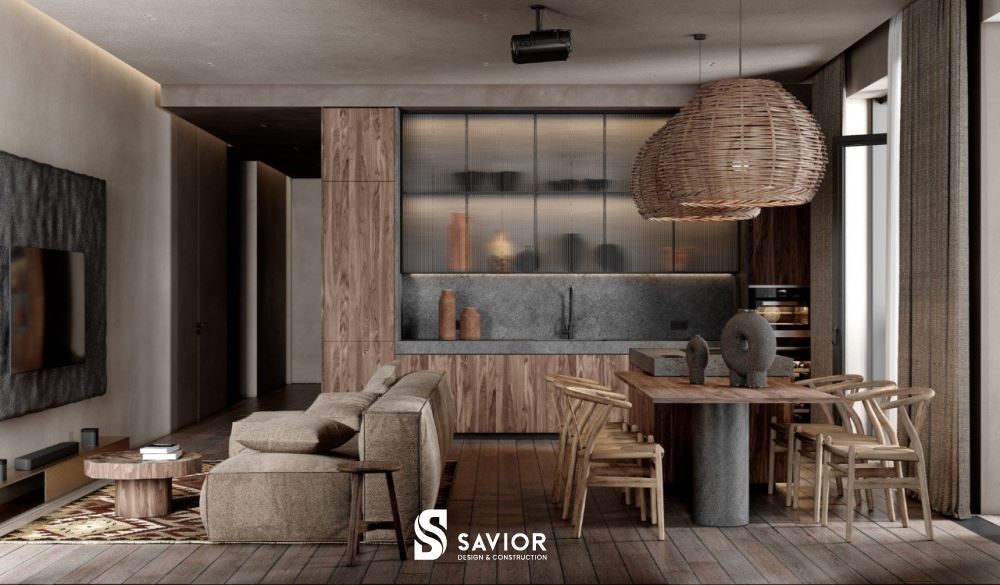 Mẫu nội thất biệt thự mini phong cách Wabi Sabi