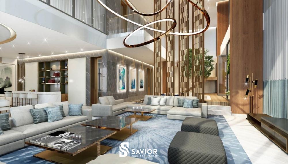 Thời thượng và đẳng cấp là những tính từ miêu tả về không gian nội thất phòng khách biệt thự
