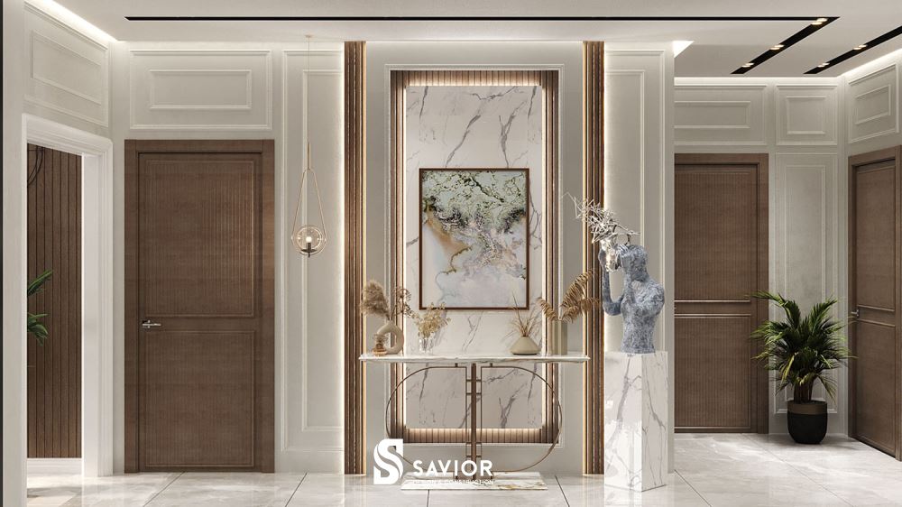 Nội thất tân cổ điển phòng khách biệt thự sang trọng