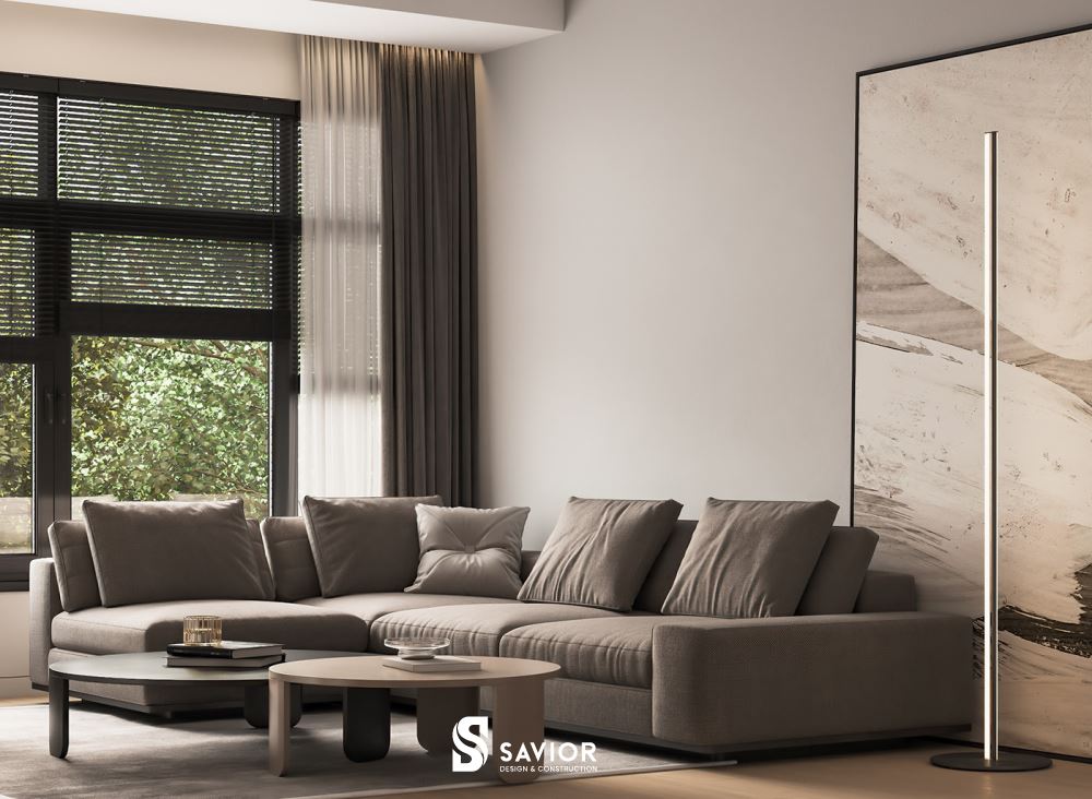 Tổng hợp 5 mẫu trang trí phòng khách đơn giản đẹp, tinh tế 18 Gam màu trầm tĩnh vẫn tiếp tục được sử dụng cho căn phòng khách