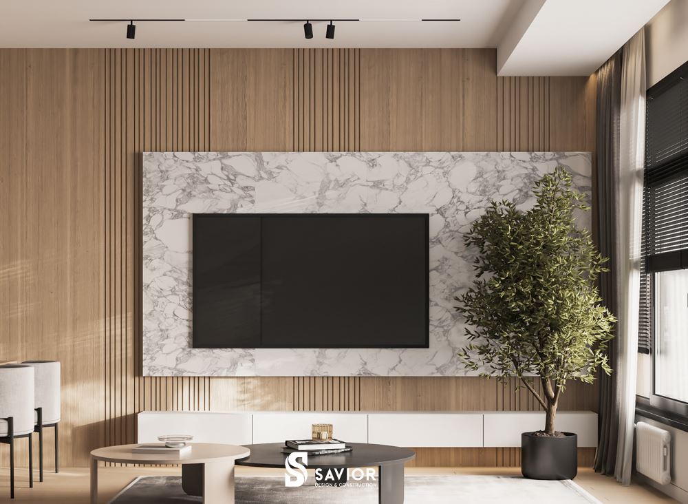 Tổng hợp 5 mẫu trang trí phòng khách đơn giản đẹp, tinh tế 20 Vách ốp tivi đá Marble đẹp mắt, ấn tượng