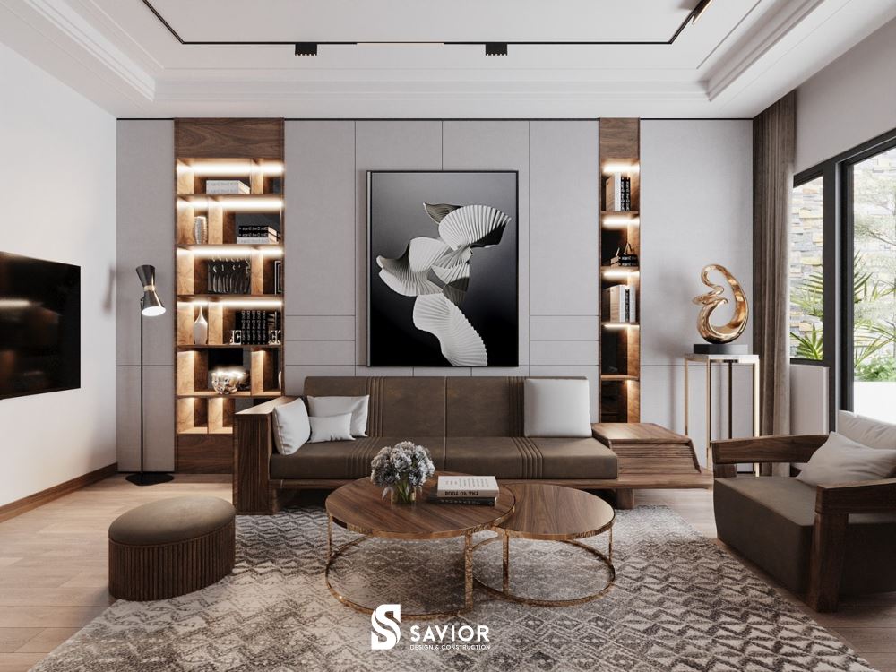 Mẫu phòng khách gỗ hiện đại, đơn giản mà vẫn đẹp mắt