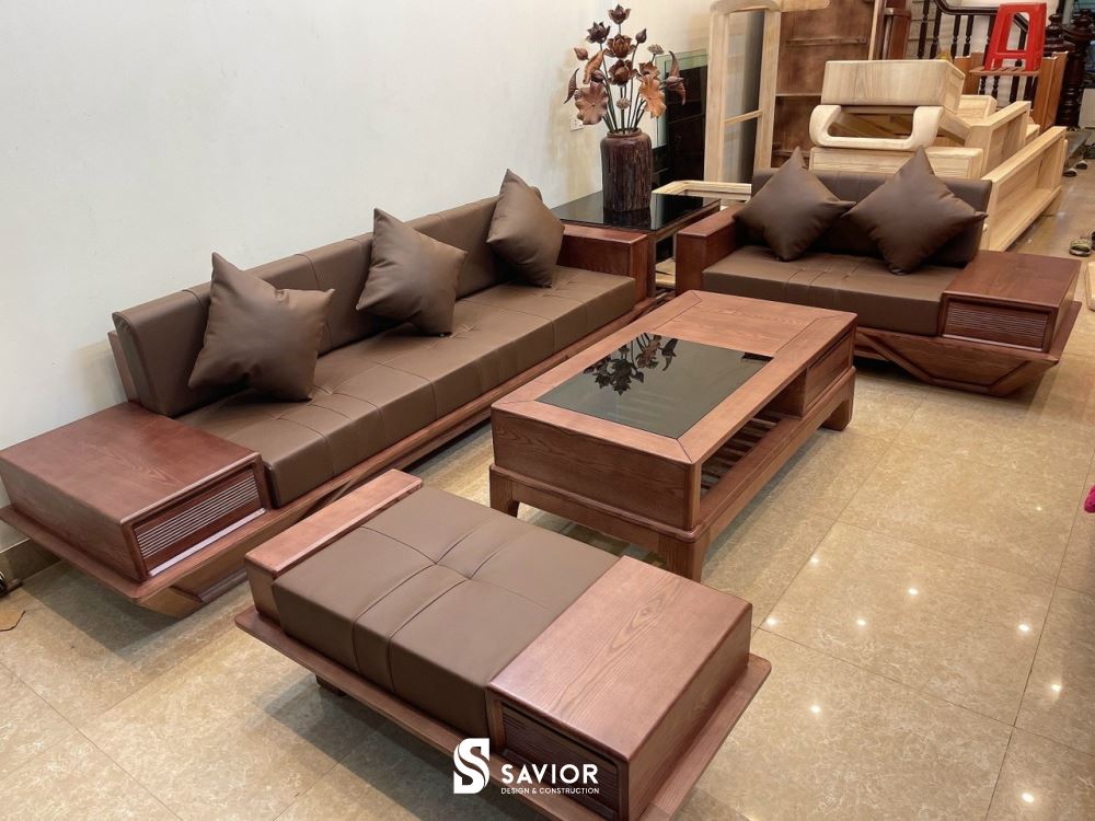 Nội thất gỗ sồi hiện đại dành cho không gian phòng khách