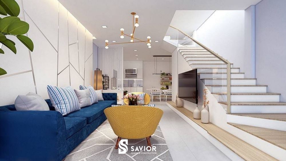 Gợi ý thiết kế nội thất phòng khách hiện đại nhà ống 4m