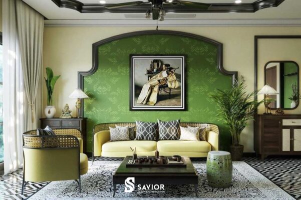 Mẫu phòng khách Indochine truyền thống, đẹp mắt