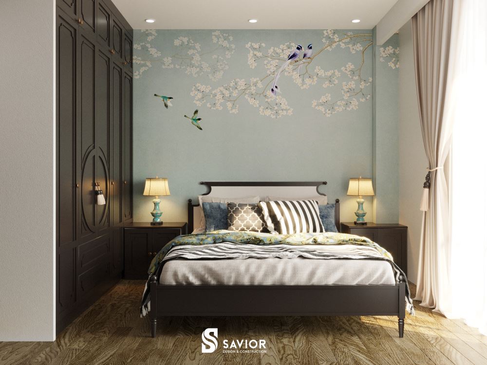 Phòng ngủ diện tích nhỏ được thiết kế theo hướng đón ánh sáng tự nhiên, mang lại không gian rộng rãi