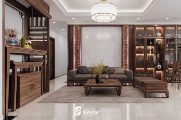 Mẫu phòng thờ kết hợp phòng khách