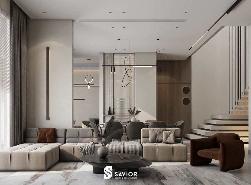 4 Xu hướng thi công nội thất nhà phố không thể bỏ qua 1 thi cong noi that phong khach nha ong