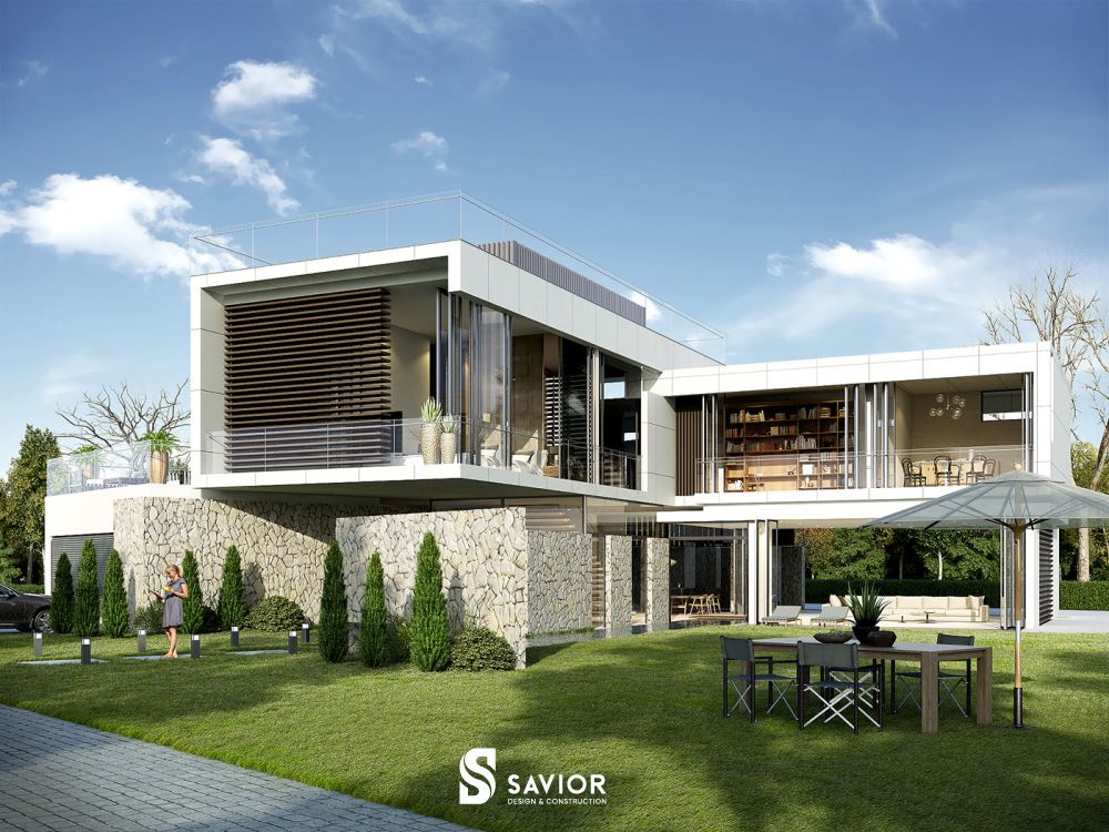 Thiết kế nhà vườn 2 tầng với sân chơi rộng