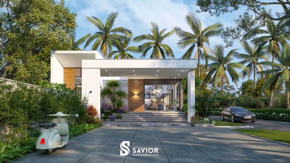 Tổng quan thiết kế nhà vườn đẹp 1 tầng mái bằng 