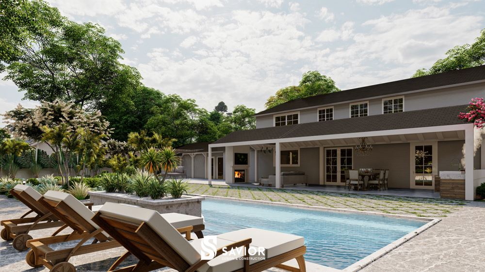 Nhà vườn được thiết kế thêm hồ bơi