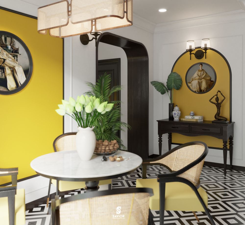 Nhà phong cách Indochine là gì? Mẫu nhà phong cách Đông Dương đẹp 6 Màu vàng nổi bật trong nội thất là nét đặc trưng của phong cách Indochine