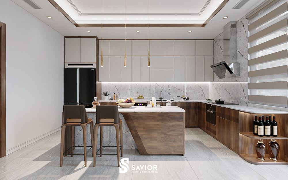 Tủ bếp gỗ óc chó dao động khoảng 8.000.000 VNĐ/m2