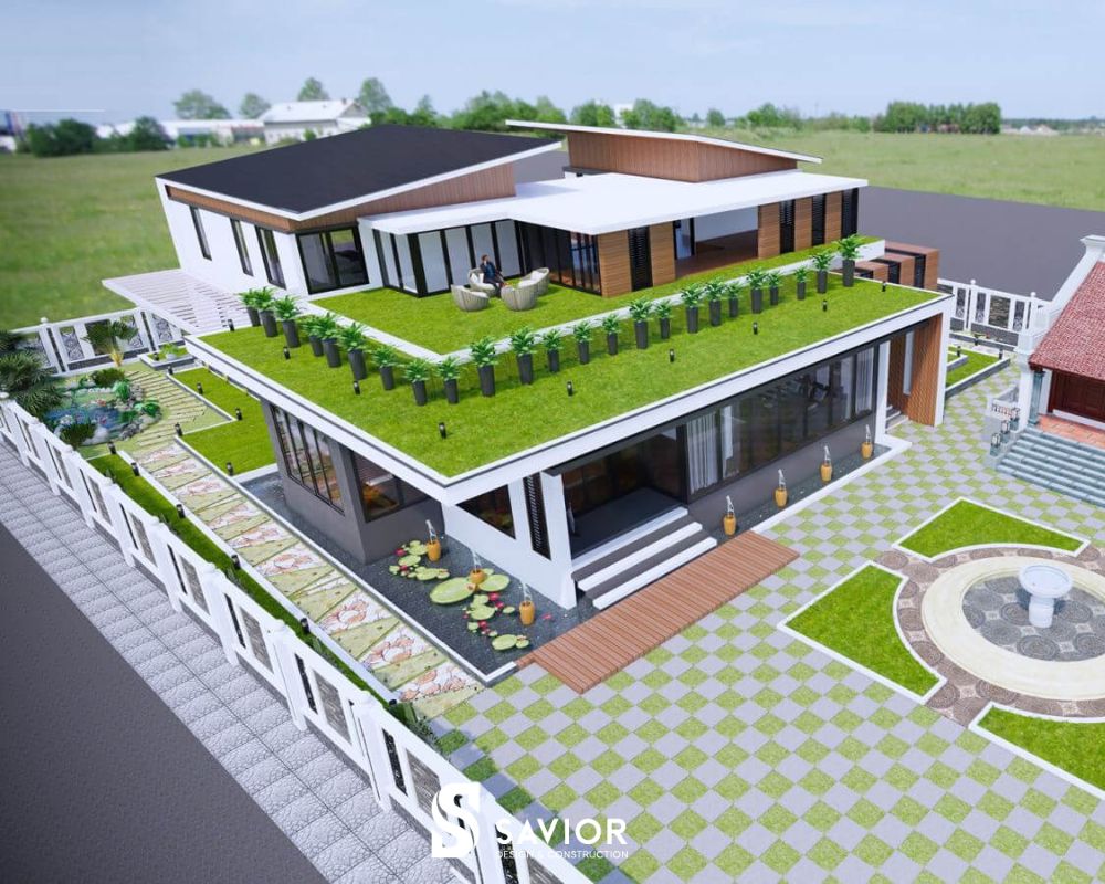 Mẫu thiết kế biệt thự nhà vườn 2 tầng đơn giản nhưng đầy đủ tiện nghi 