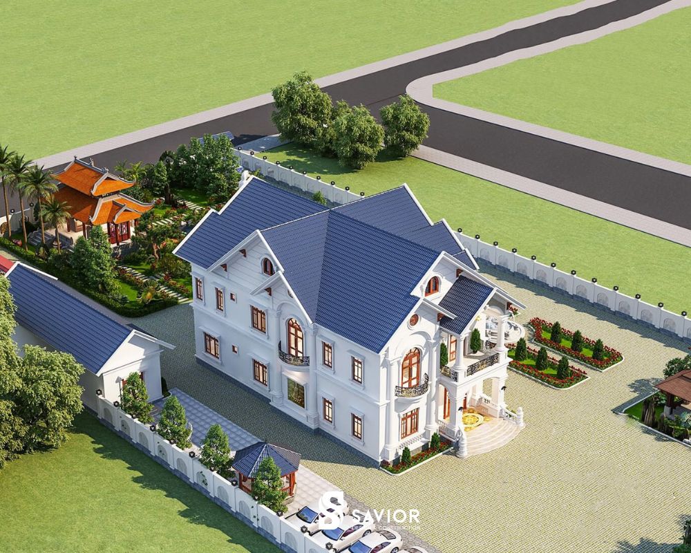 Mẫu biệt thự nhà vườn hiện đại mái thái