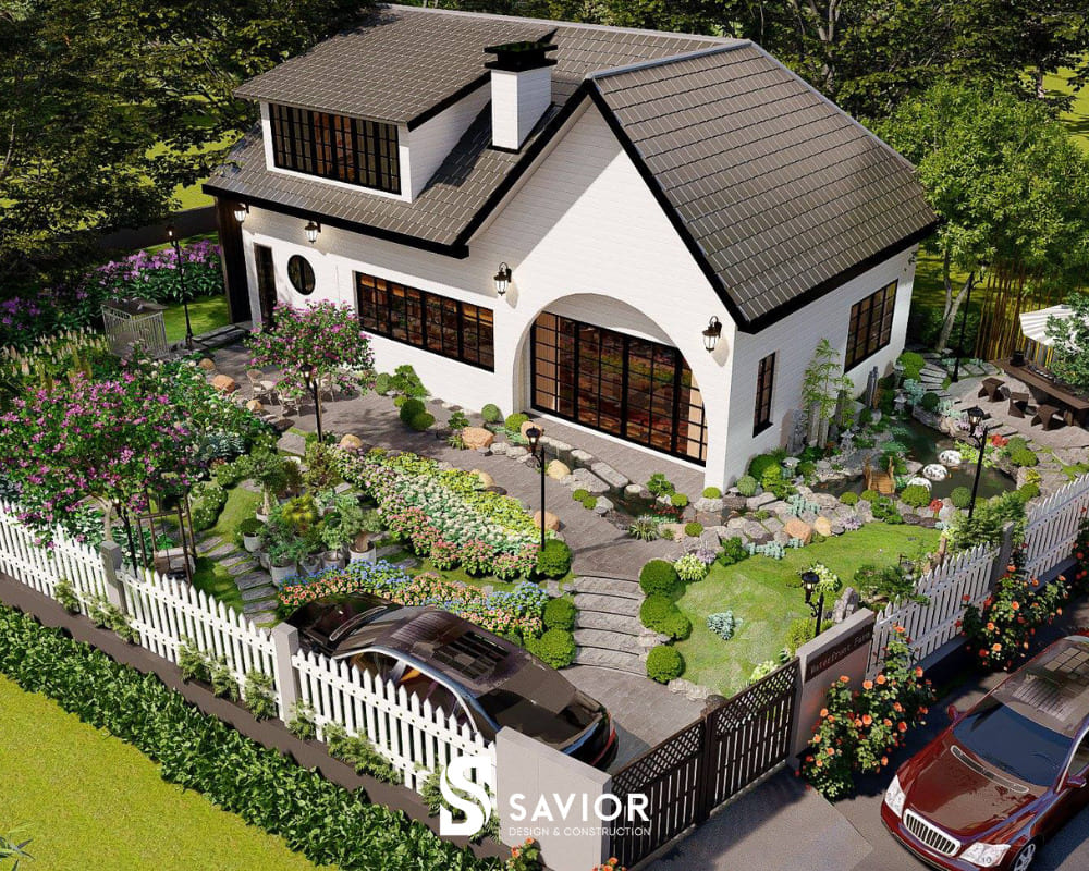 Nhà biệt thự có sân vườn tươi mát 