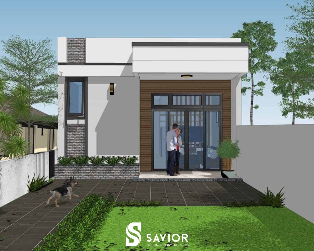 Mẫu nhà cấp 4 mái bằng nông thôn đơn giản nhưng ấn tượng