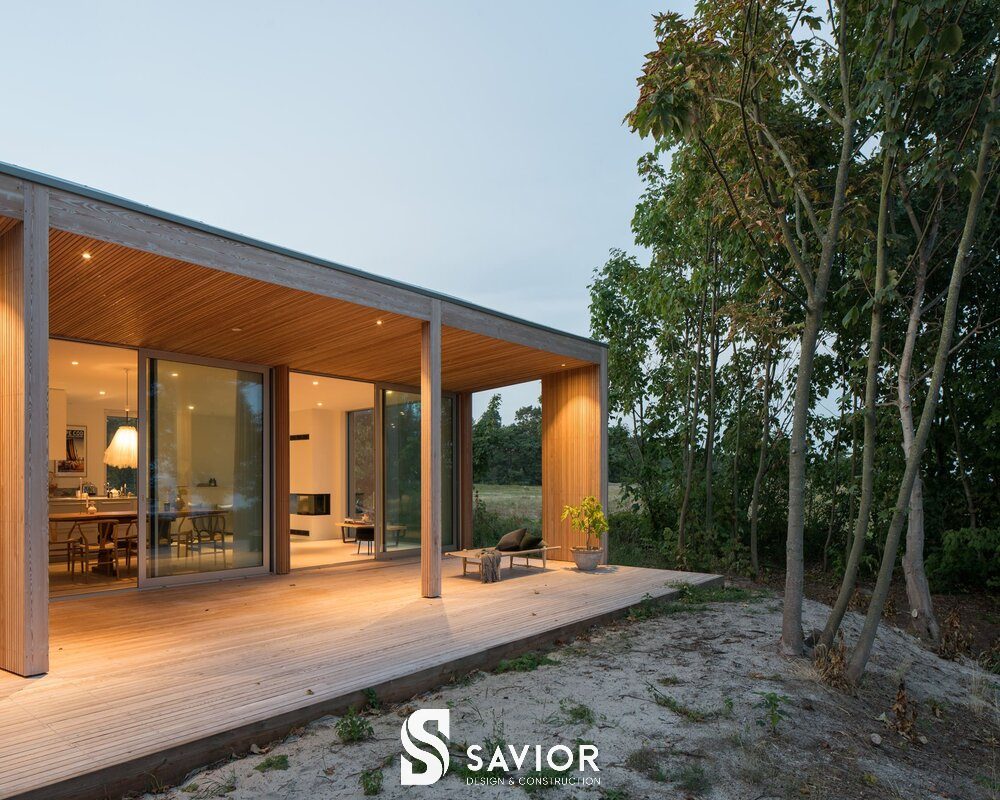 Thiết kế nhà gỗ hiện đại đẹp mái bằng