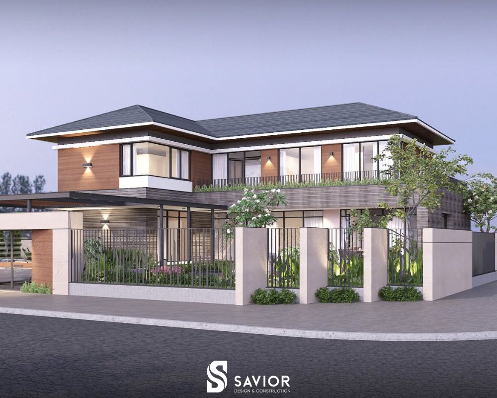 Nhà mái Thái 2 mặt tiền sang trọng và hiện đại