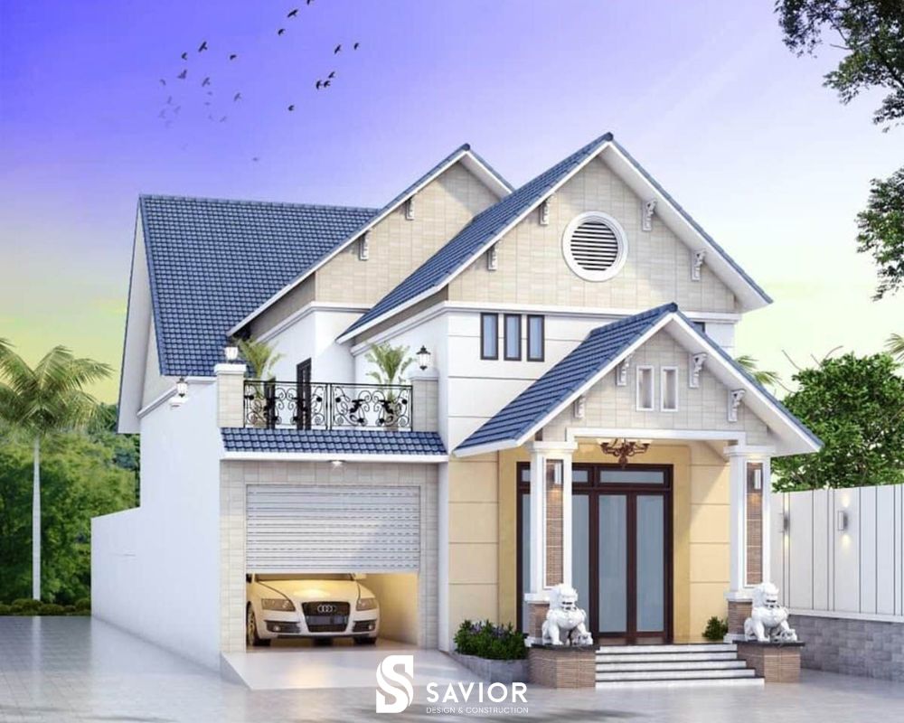 Nhà mái Thái có gara để xe