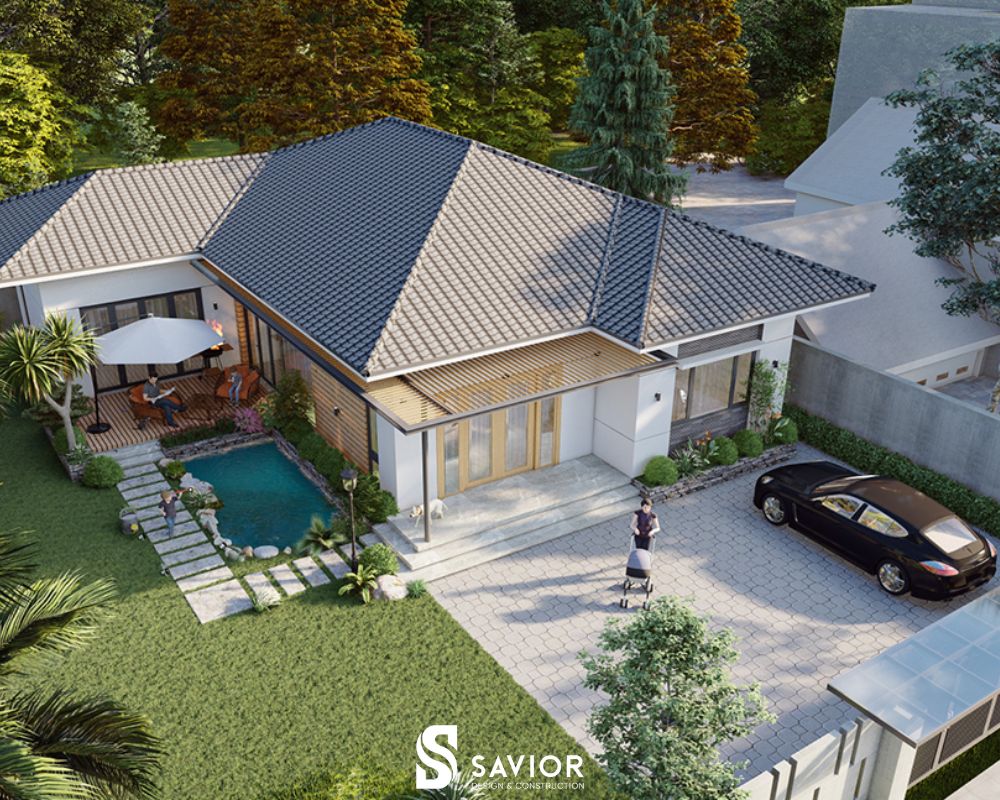 Không gian ngôi nhà mát mẻ hơn khi có khoảng sân vườn