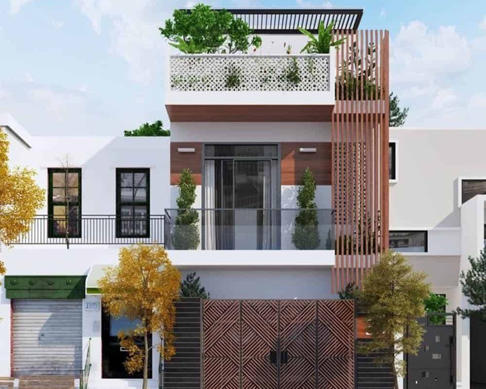 Nhà ống hiện đại mái bằng