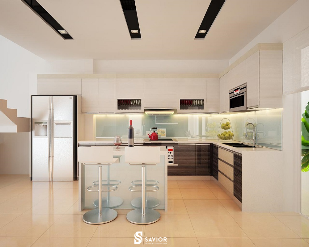 Sử dụng mẫu tủ Acrylic mang lại không gian phòng bếp tinh tế