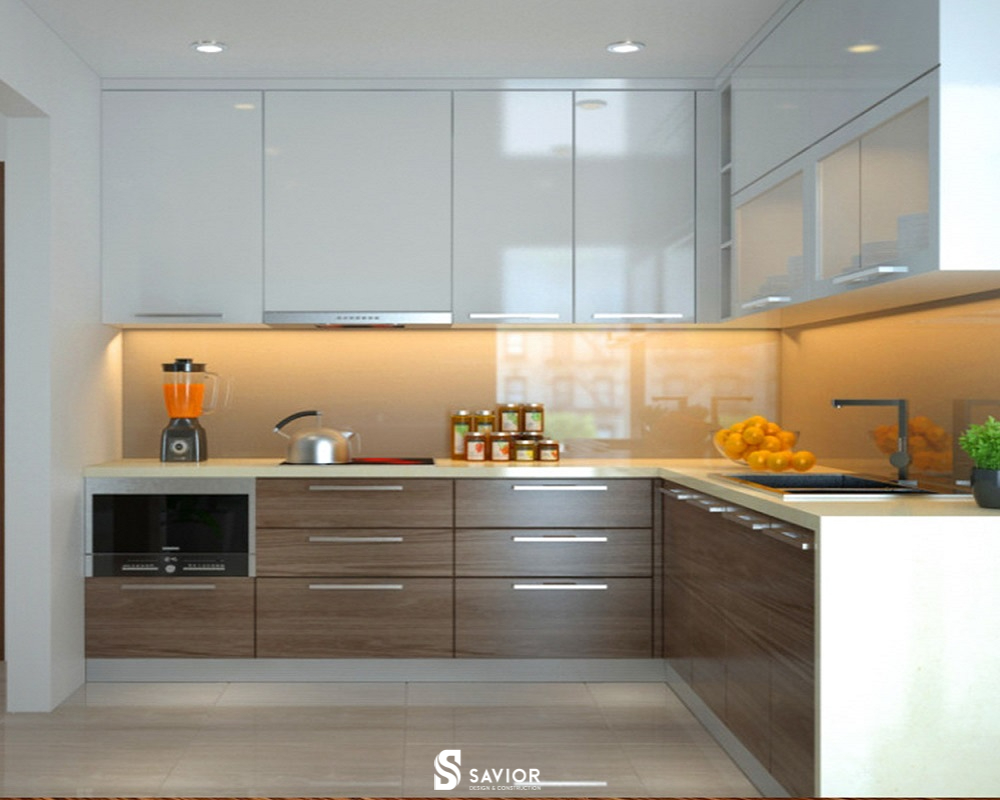 Mẫu tủ bếp MFC giúp căn biệt thự thêm đẹp, sang trọng và tiện nghi