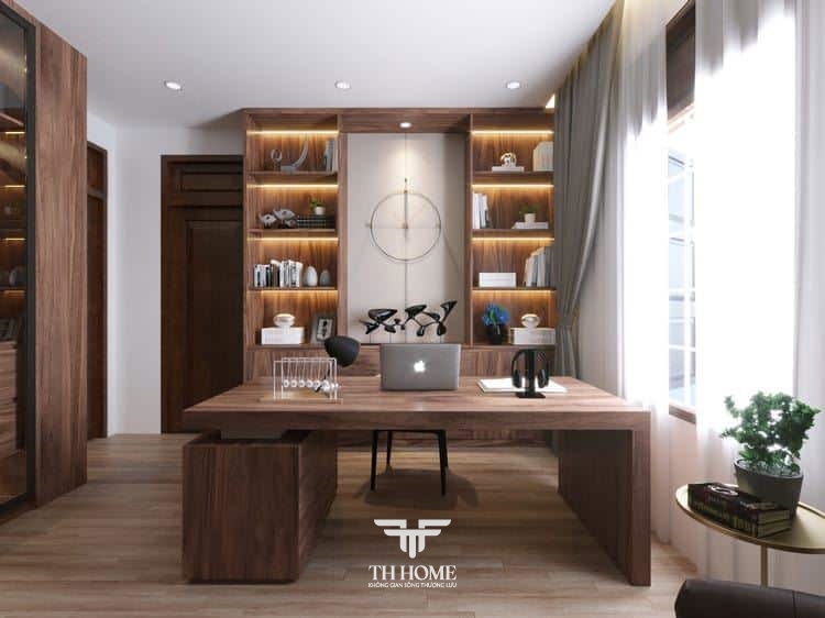 Top mẫu bàn làm việc gỗ óc chó hiện đại, ấn tượng 2024 8 Bàn làm việc gỗ óc chó vuông vức, mạnh mẽ