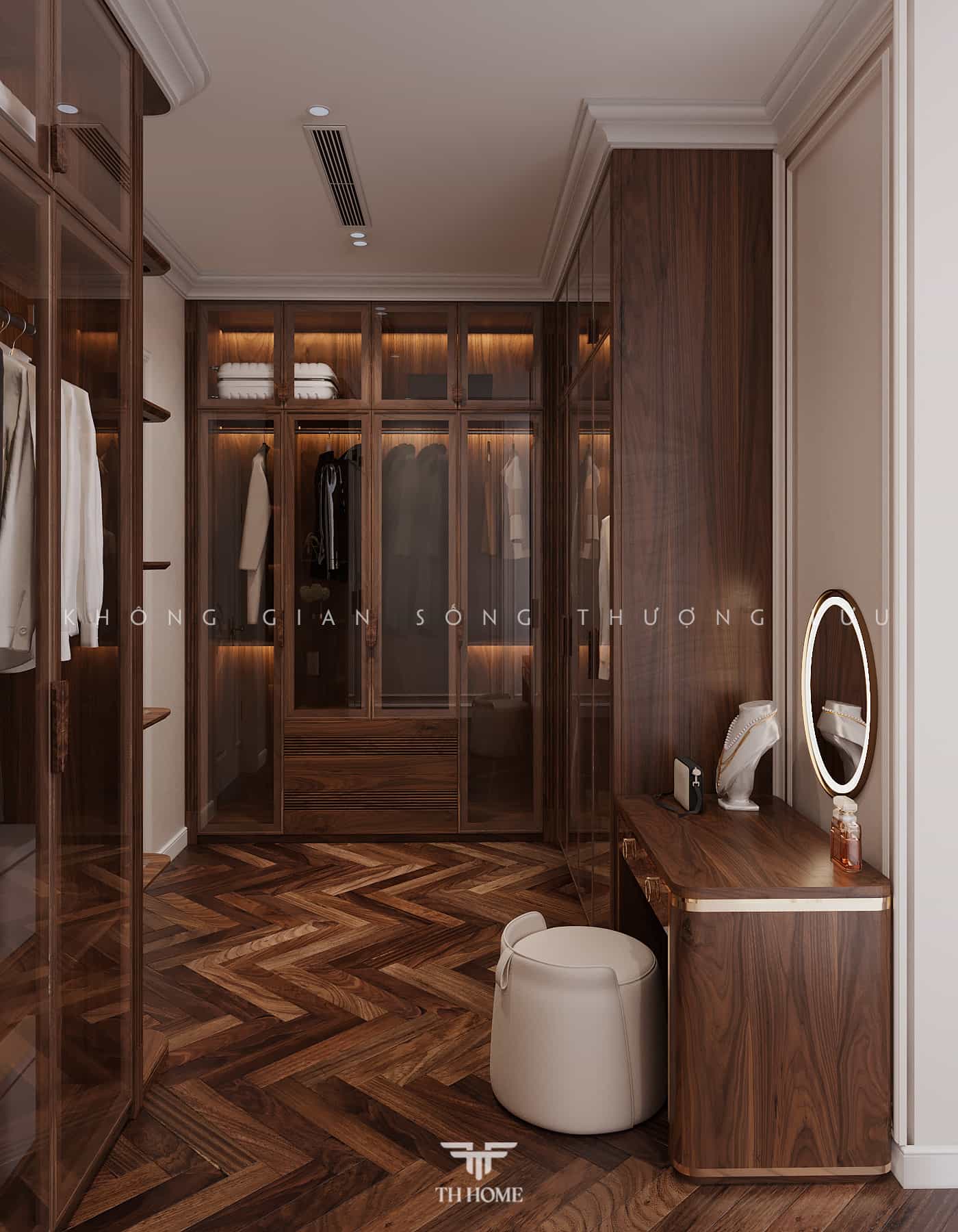 30+ Mẫu bàn trang điểm gỗ óc chó hiện đại cập nhật mới nhất 2024 2 Bàn trang điểm gỗ óc chó sang trọng, tô điểm thêm cho không gian phòng ngủ