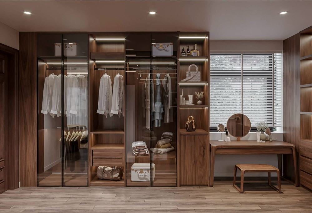 30+ Mẫu bàn trang điểm gỗ óc chó hiện đại cập nhật mới nhất 2024 13 Bàn phấn gỗ óc chó đẹp, sang trọng