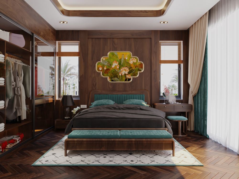 30+ Mẫu bàn trang điểm gỗ óc chó hiện đại cập nhật mới nhất 2024 17 Mẫu bàn phấn gỗ óc chó phong cách Indochine