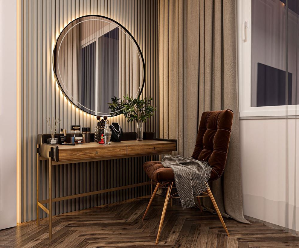 30+ Mẫu bàn trang điểm gỗ óc chó hiện đại cập nhật mới nhất 2024 19 Mẫu bàn trang điểm cách điệu, thanh lịch